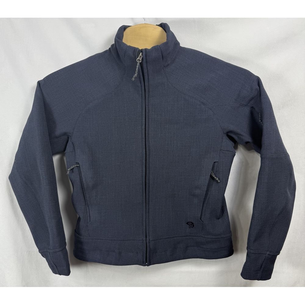 Mountain Hardwear Full Zip Up Soft Shell Jacket Blue Knit Women's Size Medium‎